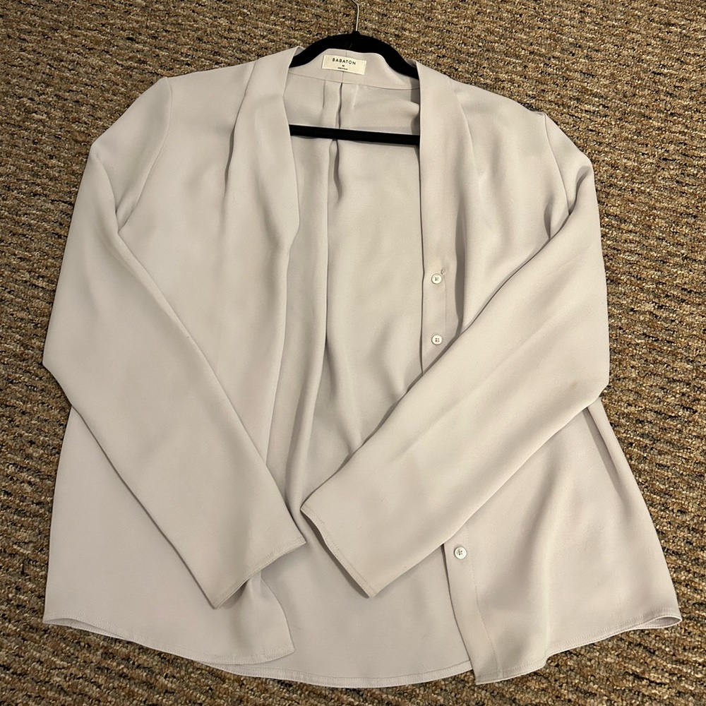 Babaton Blue Long Sleeve Power Blouse in size Medium